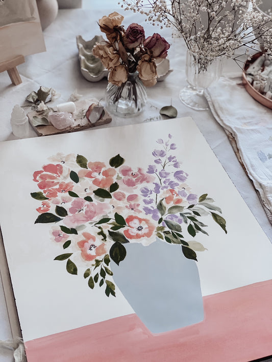 Custom Watercolor & Gouache Floral Fine Art